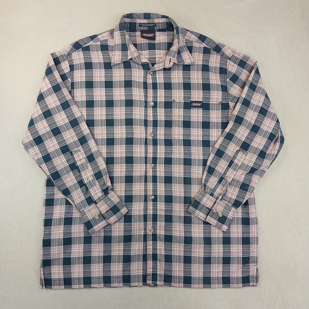 Dickies Large Mens Shirt Chambray 25x31 Long Sleeve **Fits XL **